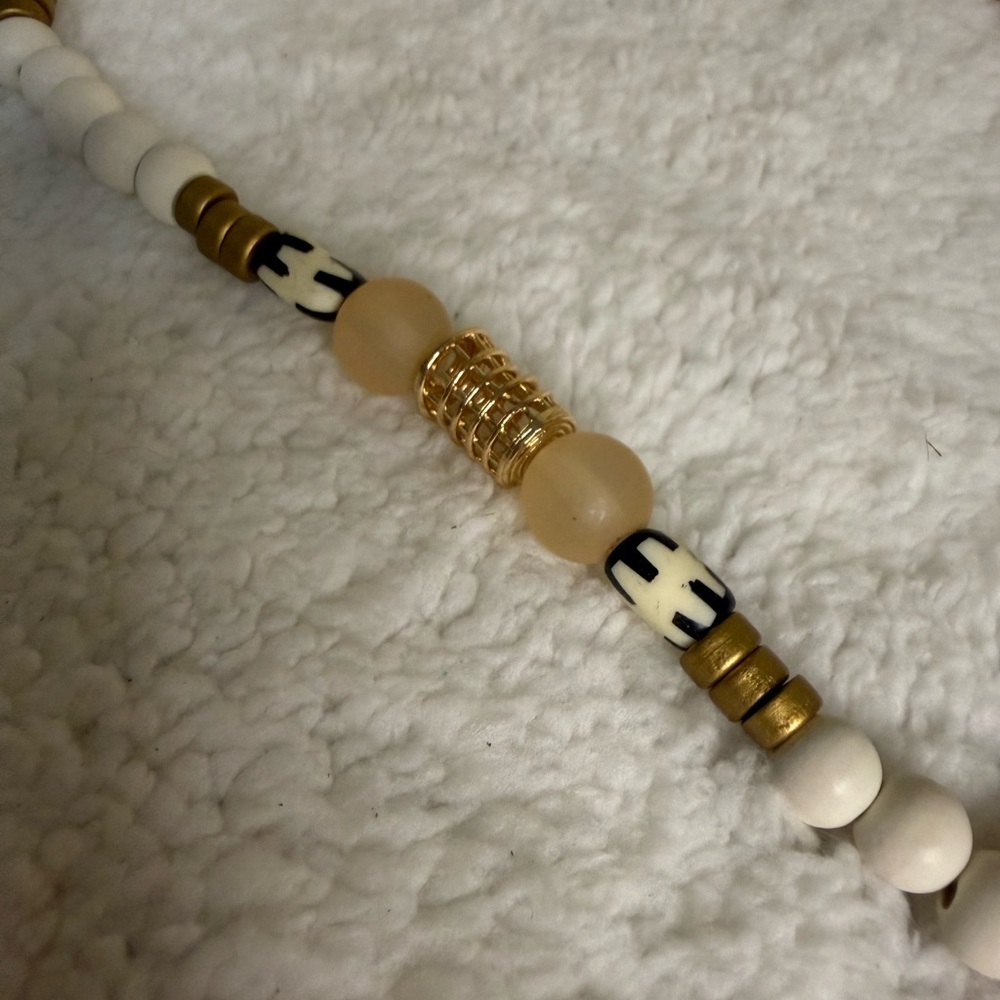Gold and Cream Crescent Necklace - Picture 6 of 10